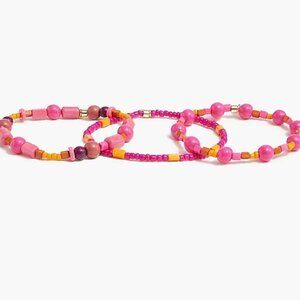 J. Crew Beaded Bracelet Set, Pink, Orange, Purple, Stretch Bracelets